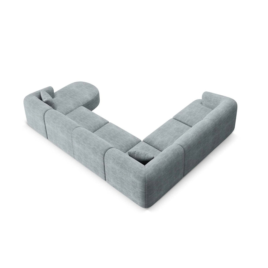 Campi 7-Sitzer Panorama Ecksofa, Linke Seite, aus Cord in Dunkelgrau (Lincoln 94D), Beine aus Schwarzes Plastik, 330x255x70 cm von Cosmopolitan Design – Bild 6