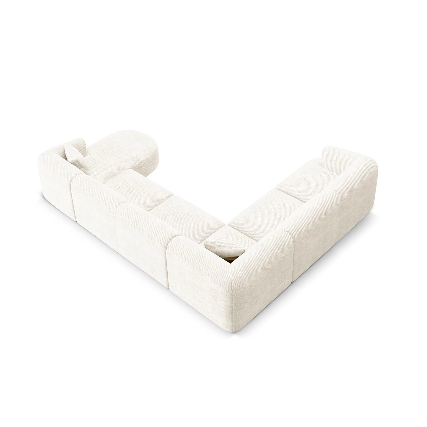 Campi 7-Sitzer Panorama Ecksofa, Linke Seite, aus Cord in Elfenbein (Lincoln 01D), Beine aus Schwarzes Plastik, 330x255x70 cm von Cosmopolitan Design – Bild 6