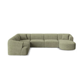 Campi 7-Sitzer Panorama Ecksofa, Linke Seite, aus Cord in Moosgrün (Lincoln 37D), Beine aus Schwarzes Plastik, 330x255x70 cm von Cosmopolitan Design – Bild 1
