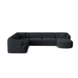 Campi 7-Sitzer Panorama Ecksofa, Linke Seite, aus Cord in Schwarz (Lincoln 100D), Beine aus Schwarzes Plastik, 330x255x70 cm von Cosmopolitan Design – Bild 1