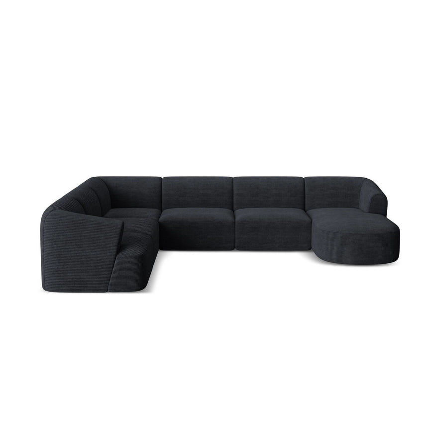 Campi 7-Sitzer Panorama Ecksofa, Linke Seite, aus Cord in Schwarz (Lincoln 100D), Beine aus Schwarzes Plastik, 330x255x70 cm von Cosmopolitan Design – Bild 5