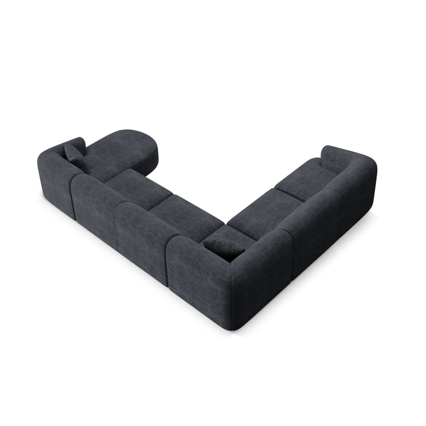 Campi 7-Sitzer Panorama Ecksofa, Linke Seite, aus Cord in Schwarz (Lincoln 100D), Beine aus Schwarzes Plastik, 330x255x70 cm von Cosmopolitan Design – Bild 6
