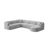 Campi 7-Sitzer Panorama Ecksofa, Linke Seite, aus Cord in Silber (Lincoln 84D), Beine aus Schwarzes Plastik, 330x255x70 cm von Cosmopolitan Design – Bild 4