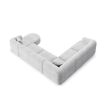Campi 7-Sitzer Panorama Ecksofa, Linke Seite, aus Cord in Silber (Lincoln 84D), Beine aus Schwarzes Plastik, 330x255x70 cm von Cosmopolitan Design – Bild 6