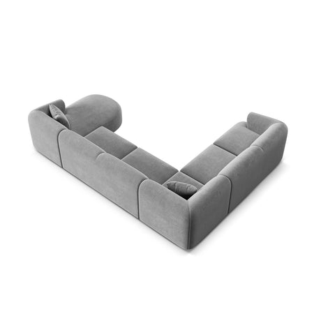 Campi 7-Sitzer Panorama Ecksofa, Linke Seite, aus Samt in Grau (Vogue 15), Beine aus Schwarzes Plastik, 330x255x70 cm von Cosmopolitan Design – Bild 6