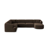 Campi 7-Sitzer Panorama Ecksofa, Linke Seite, aus Samt in Schokolade (Vogue 6), Beine aus Schwarzes Plastik, 330x255x70 cm von Cosmopolitan Design – Bild 1