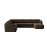 Campi 7-Sitzer Panorama Ecksofa, Linke Seite, aus Samt in Schokolade (Vogue 6), Beine aus Schwarzes Plastik, 330x255x70 cm von Cosmopolitan Design – Bild 5