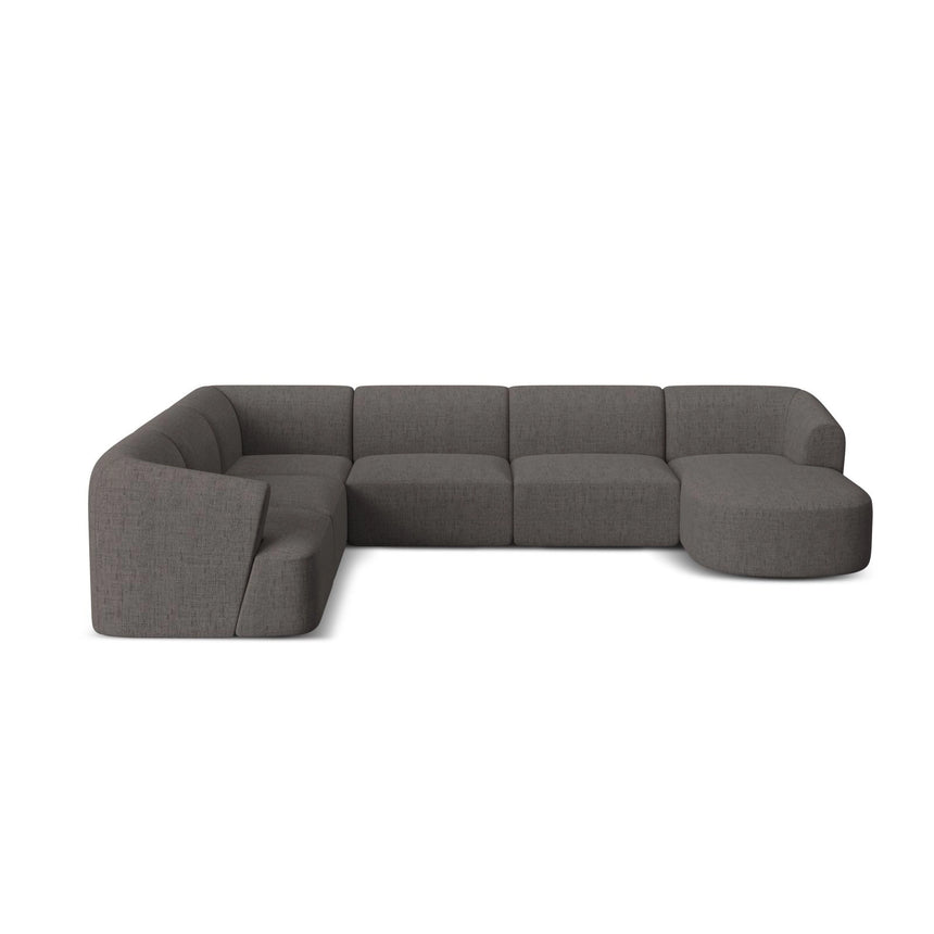 Campi 7-Sitzer Panorama Ecksofa, Linke Seite, aus Strukturierter Stoff in Grau (Moly 85), Beine aus Schwarzes Plastik, 330x255x70 cm von Cosmopolitan Design – Bild 5