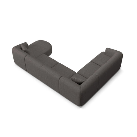 Campi 7-Sitzer Panorama Ecksofa, Linke Seite, aus Strukturierter Stoff in Grau (Moly 85), Beine aus Schwarzes Plastik, 330x255x70 cm von Cosmopolitan Design – Bild 6