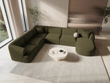 Campi 7-Sitzer Panorama Ecksofa, Linke Seite, aus Strukturierter Stoff in Grün (Moly 38), Beine aus Schwarzes Plastik, 330x255x70 cm von Cosmopolitan Design – Bild 2