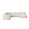 Campi 7-Sitzer Panorama Ecksofa, Linke Seite, aus Strukturierter Stoff in Hellbeige (Moly 02), Beine aus Schwarzes Plastik, 330x255x70 cm von Cosmopolitan Design – Bild 1