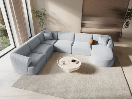 Campi 7-Sitzer Panorama Ecksofa, Linke Seite, aus Strukturierter Stoff in Hellgrau (Moly 70), Beine aus Schwarzes Plastik, 330x255x70 cm von Cosmopolitan Design – Bild 2