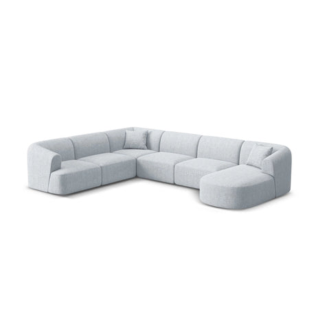 Campi 7-Sitzer Panorama Ecksofa, Linke Seite, aus Strukturierter Stoff in Hellgrau (Moly 70), Beine aus Schwarzes Plastik, 330x255x70 cm von Cosmopolitan Design – Bild 4