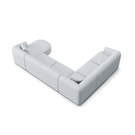 Campi 7-Sitzer Panorama Ecksofa, Linke Seite, aus Strukturierter Stoff in Hellgrau (Moly 70), Beine aus Schwarzes Plastik, 330x255x70 cm von Cosmopolitan Design – Bild 6