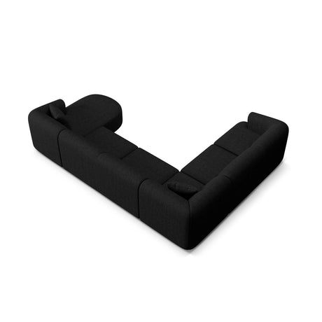Campi 7-Sitzer Panorama Ecksofa, Linke Seite, aus Strukturierter Stoff in Schwarz (Moly 99), Beine aus Schwarzes Plastik, 330x255x70 cm von Cosmopolitan Design – Bild 6