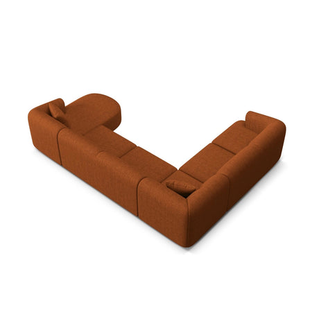 Campi 7-Sitzer Panorama Ecksofa, Linke Seite, aus Strukturierter Stoff in Ziegelstein (Moly 54), Beine aus Schwarzes Plastik, 330x255x70 cm von Cosmopolitan Design – Bild 6