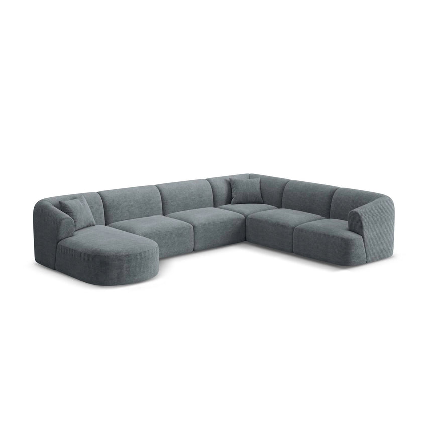 Campi 7-Sitzer Panorama Ecksofa, Rechte Seite, aus Cord in Dunkelgrau (Lincoln 94D), Beine aus Schwarzes Plastik, 330x255x70 cm von Cosmopolitan Design – Bild 4