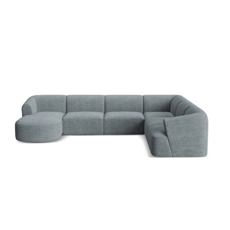 Campi 7-Sitzer Panorama Ecksofa, Rechte Seite, aus Cord in Dunkelgrau (Lincoln 94D), Beine aus Schwarzes Plastik, 330x255x70 cm von Cosmopolitan Design – Bild 5