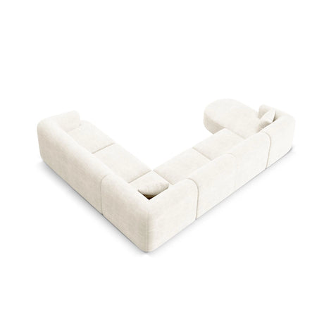 Campi 7-Sitzer Panorama Ecksofa, Rechte Seite, aus Cord in Elfenbein (Lincoln 01D), Beine aus Schwarzes Plastik, 330x255x70 cm von Cosmopolitan Design – Bild 6