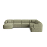 Campi 7-Sitzer Panorama Ecksofa, Rechte Seite, aus Cord in Moosgrün (Lincoln 37D), Beine aus Schwarzes Plastik, 330x255x70 cm von Cosmopolitan Design – Bild 1