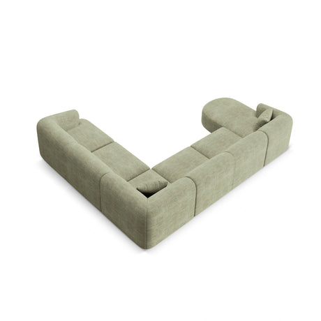 Campi 7-Sitzer Panorama Ecksofa, Rechte Seite, aus Cord in Moosgrün (Lincoln 37D), Beine aus Schwarzes Plastik, 330x255x70 cm von Cosmopolitan Design – Bild 6