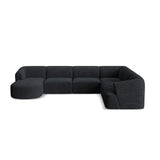Campi 7-Sitzer Panorama Ecksofa, Rechte Seite, aus Cord in Schwarz (Lincoln 100D), Beine aus Schwarzes Plastik, 330x255x70 cm von Cosmopolitan Design – Bild 5