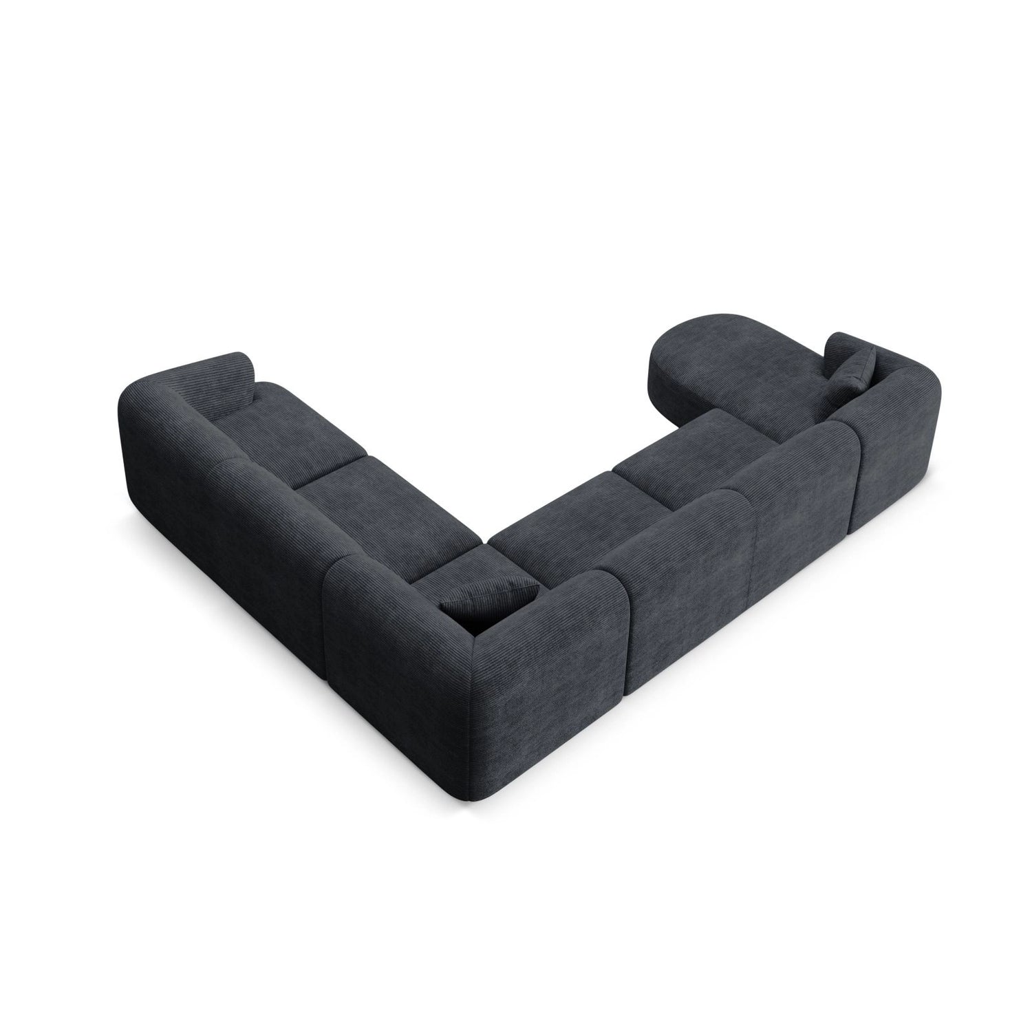Campi 7-Sitzer Panorama Ecksofa, Rechte Seite, aus Cord in Schwarz (Lincoln 100D), Beine aus Schwarzes Plastik, 330x255x70 cm von Cosmopolitan Design – Bild 6