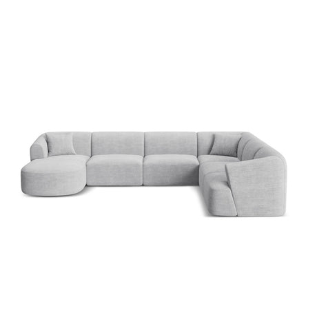 Campi 7-Sitzer Panorama Ecksofa, Rechte Seite, aus Cord in Silber (Lincoln 84D), Beine aus Schwarzes Plastik, 330x255x70 cm von Cosmopolitan Design – Bild 1