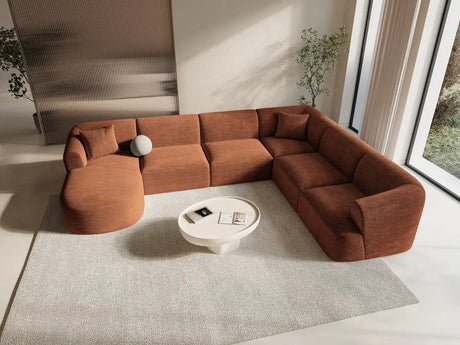 Campi 7-Sitzer Panorama Ecksofa, Rechte Seite, aus Cord in Terrakotta (Lincoln 52D), Beine aus Schwarzes Plastik, 330x255x70 cm von Cosmopolitan Design – Bild 2
