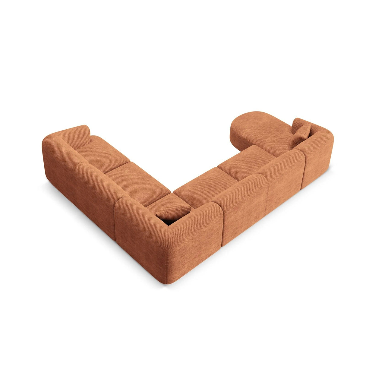 Campi 7-Sitzer Panorama Ecksofa, Rechte Seite, aus Cord in Terrakotta (Lincoln 52D), Beine aus Schwarzes Plastik, 330x255x70 cm von Cosmopolitan Design – Bild 6