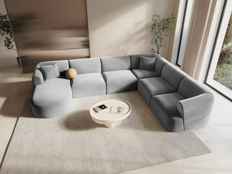 Campi 7-Sitzer Panorama Ecksofa, Rechte Seite, aus Samt in Grau (Vogue 15), Beine aus Schwarzes Plastik, 330x255x70 cm von Cosmopolitan Design – Bild 2