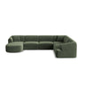 Campi 7-Sitzer Panorama Ecksofa, Rechte Seite, aus Samt in Grün (Vogue 11), Beine aus Schwarzes Plastik, 330x255x70 cm von Cosmopolitan Design – Bild 1