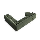 Campi 7-Sitzer Panorama Ecksofa, Rechte Seite, aus Samt in Grün (Vogue 11), Beine aus Schwarzes Plastik, 330x255x70 cm von Cosmopolitan Design – Bild 6