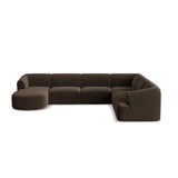 Campi 7-Sitzer Panorama Ecksofa, Rechte Seite, aus Samt in Schokolade (Vogue 6), Beine aus Schwarzes Plastik, 330x255x70 cm von Cosmopolitan Design – Bild 5