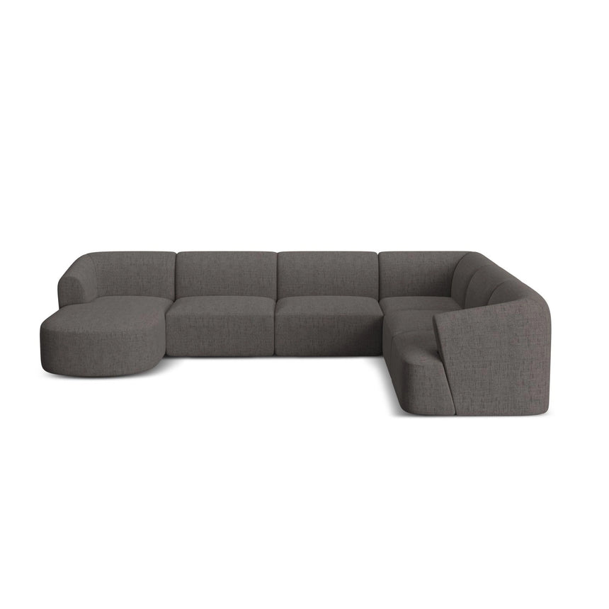 Campi 7-Sitzer Panorama Ecksofa, Rechte Seite, aus Strukturierter Stoff in Grau (Moly 85), Beine aus Schwarzes Plastik, 330x255x70 cm von Cosmopolitan Design – Bild 5