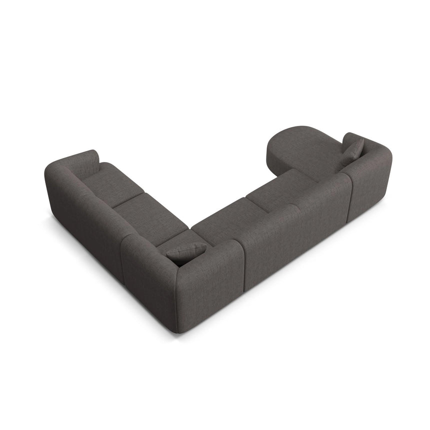 Campi 7-Sitzer Panorama Ecksofa, Rechte Seite, aus Strukturierter Stoff in Grau (Moly 85), Beine aus Schwarzes Plastik, 330x255x70 cm von Cosmopolitan Design – Bild 6