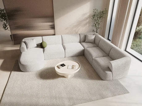 Campi 7-Sitzer Panorama Ecksofa, Rechte Seite, aus Strukturierter Stoff in Hellbeige (Moly 02), Beine aus Schwarzes Plastik, 330x255x70 cm von Cosmopolitan Design – Bild 2