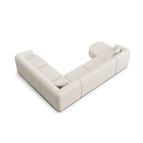 Campi 7-Sitzer Panorama Ecksofa, Rechte Seite, aus Strukturierter Stoff in Hellbeige (Moly 02), Beine aus Schwarzes Plastik, 330x255x70 cm von Cosmopolitan Design – Bild 6