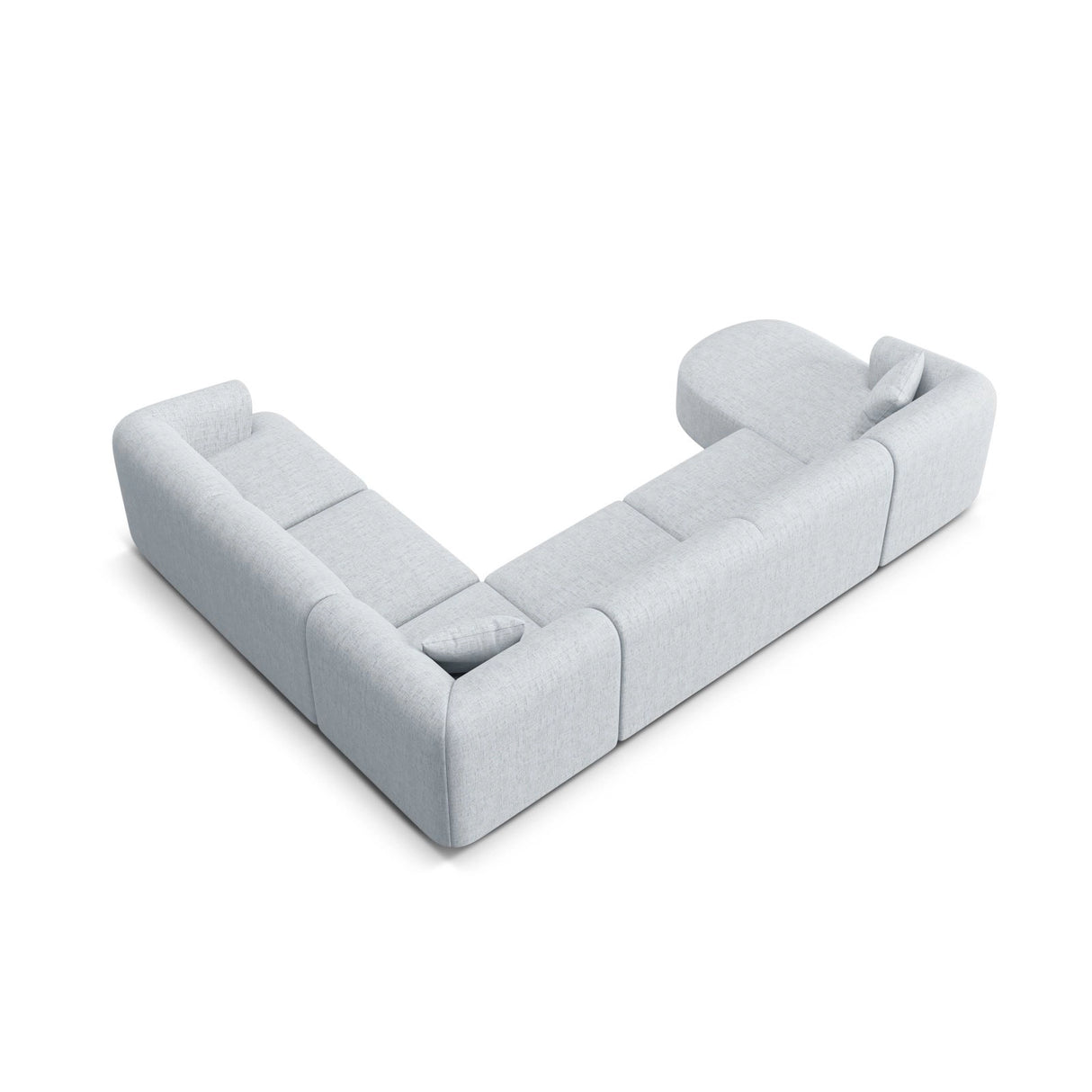 Campi 7-Sitzer Panorama Ecksofa, Rechte Seite, aus Strukturierter Stoff in Hellgrau (Moly 70), Beine aus Schwarzes Plastik, 330x255x70 cm von Cosmopolitan Design – Bild 6