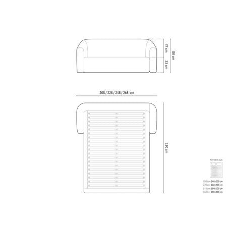 Campi Bett mit Kopfteil und Stauraum aus Samt in Cappuccino (Bluvel 40), 200x140 cm von Cosmopolitan Design – Bild 2