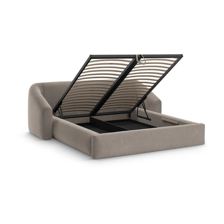 Campi Bett mit Kopfteil und Stauraum aus Samt in Cappuccino (Bluvel 40), 200x160 cm von Cosmopolitan Design – Bild 4