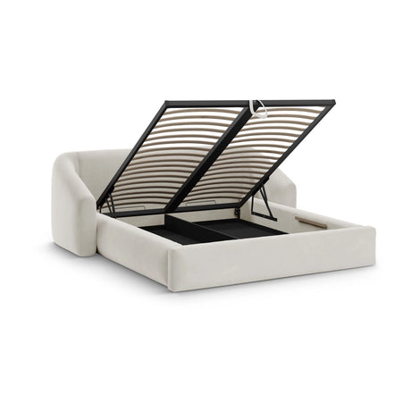 Campi Bett mit Kopfteil und Stauraum aus Samt in Dunkelbeige (Bluvel 30), 200x140 cm von Cosmopolitan Design – Bild 4