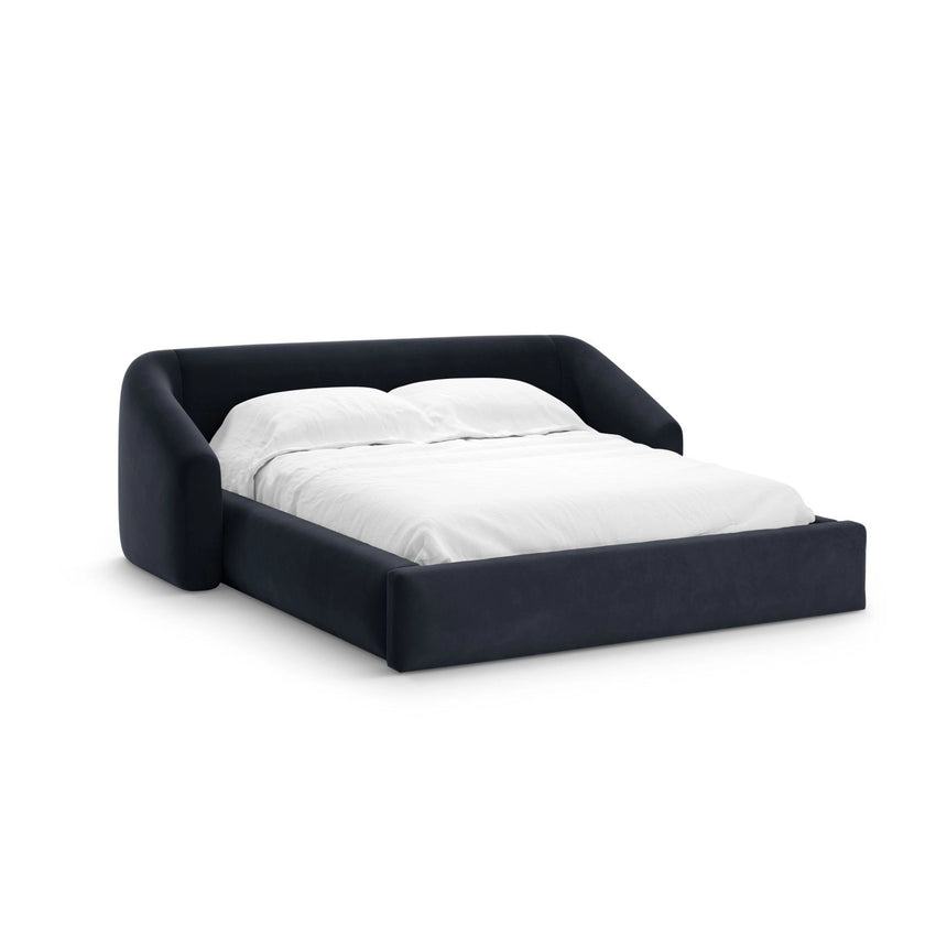 Campi Bett mit Kopfteil und Stauraum aus Samt in Dunkelblau (Bluvel 89), 200x180 cm von Cosmopolitan Design – Bild 1