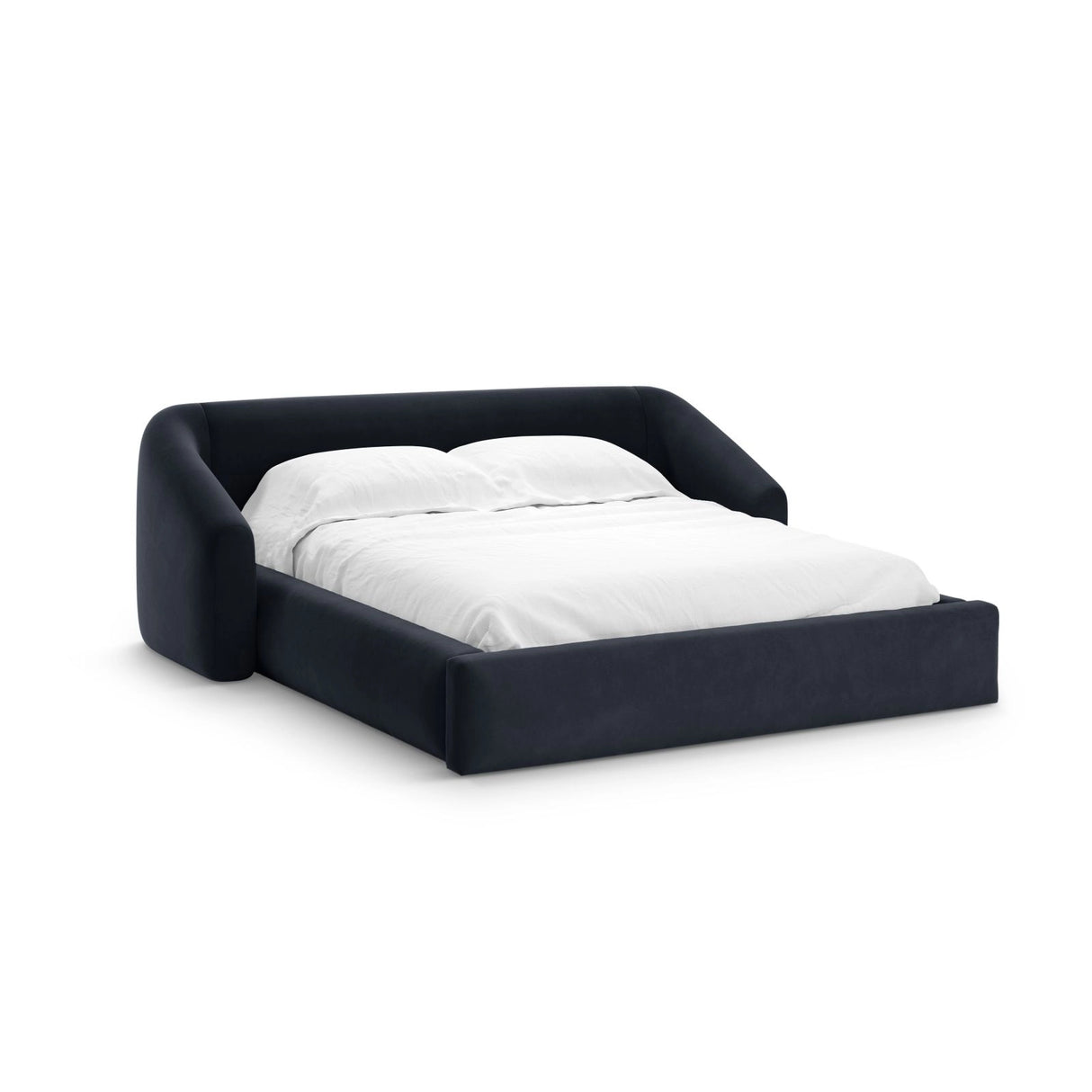 Campi Bett mit Kopfteil und Stauraum aus Samt in Dunkelblau (Bluvel 89), 200x200 cm von Cosmopolitan Design – Bild 1