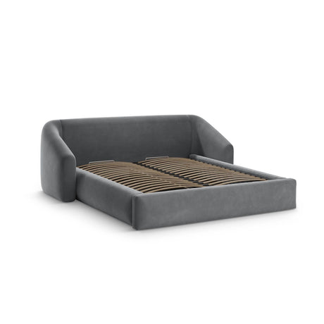 Campi Bett mit Kopfteil und Stauraum aus Samt in Grau (Bluvel 14), 200x160 cm von Cosmopolitan Design – Bild 3