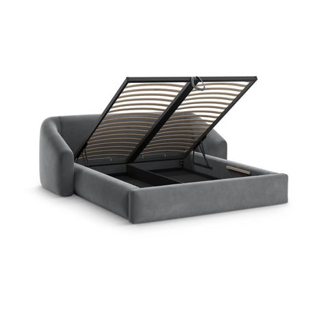 Campi Bett mit Kopfteil und Stauraum aus Samt in Grau (Bluvel 14), 200x200 cm von Cosmopolitan Design – Bild 4