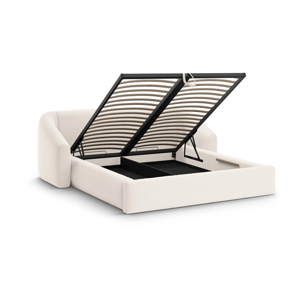 Campi Bett mit Kopfteil und Stauraum aus Samt oder Strukturstoff, 200x180 cm von Cosmopolitan Design – Bild 4