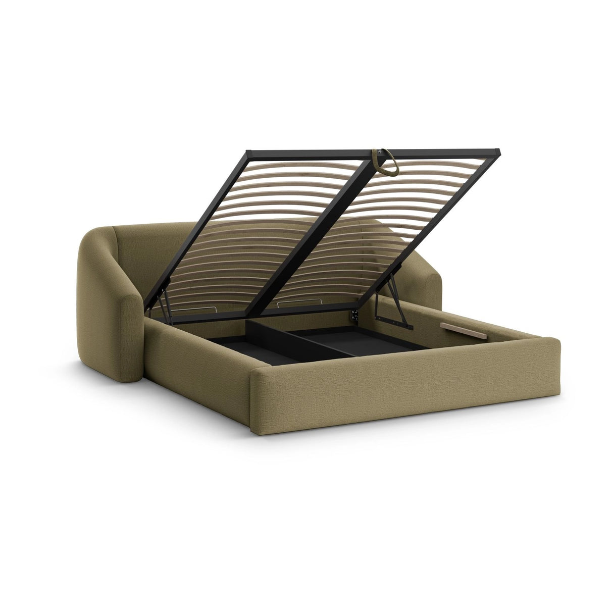 Campi Bett mit Kopfteil und Stauraum aus Strukturierter Stoff in Grün (Moly 38), 200x200 cm von Cosmopolitan Design – Bild 4