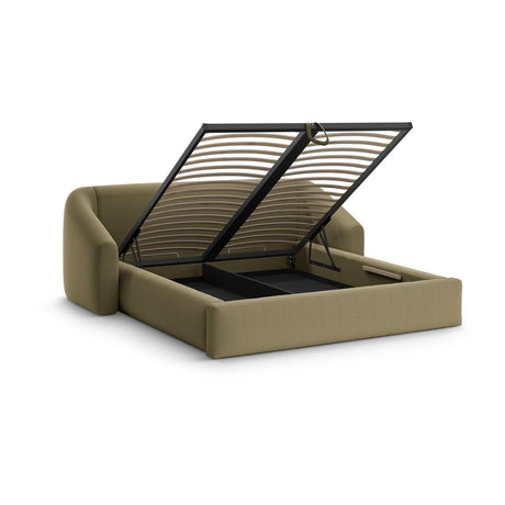 Campi Bett mit Kopfteil und Stauraum aus Strukturierter Stoff in Grün (Moly 38), 200x200 cm von Cosmopolitan Design – Bild 4