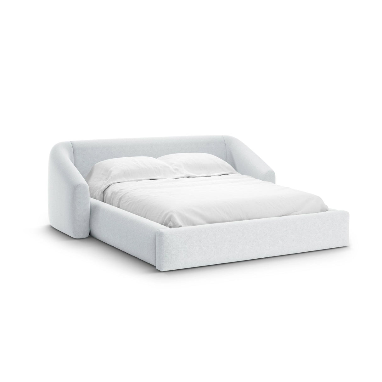 Campi Bett mit Kopfteil und Stauraum aus Strukturierter Stoff in Hellgrau (Moly 70), 200x140 cm von Cosmopolitan Design – Bild 1